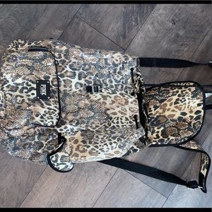 Pink cheetah sequins backpack